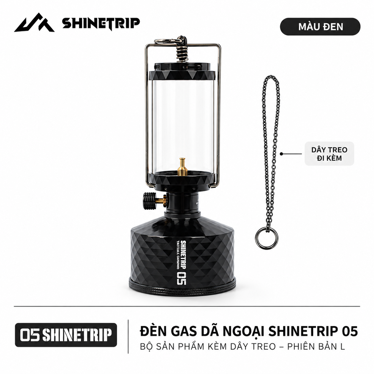 Đèn Gas Dã Ngoại ShineTrip #05 – Đèn Camping Tactical Ánh Lửa Ấm, 2 Kích Thước