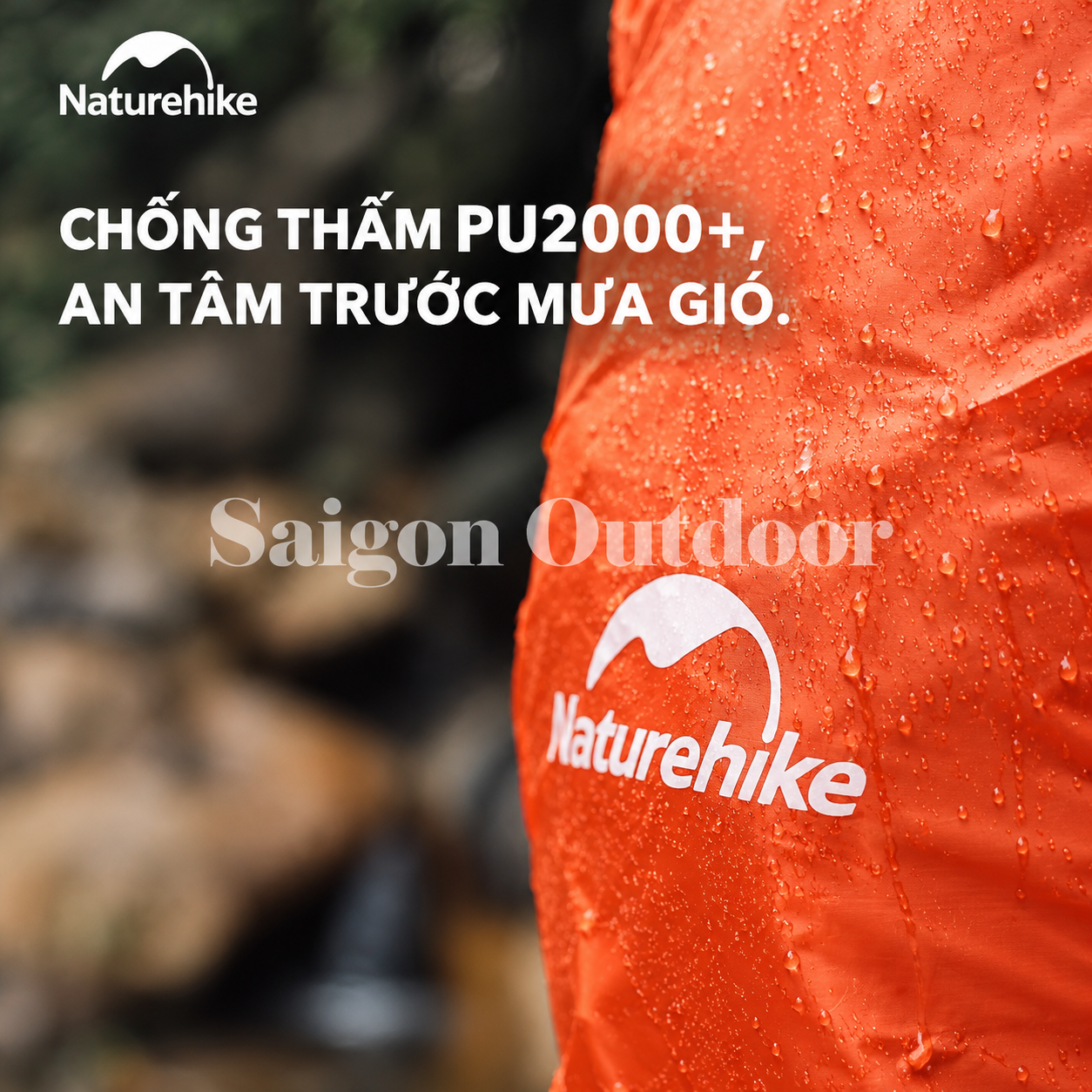 Áo Mưa Bọc Balo Naturehike PU2000 – Chống Nước, Gấp Gọn, Dành Cho Balo 20–75L NH15Y001-Z