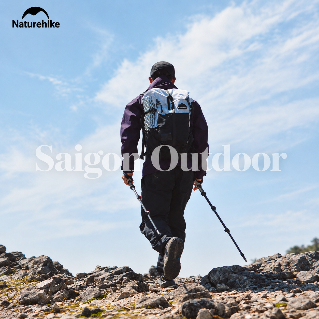 Gậy Trekking Naturehike 3 Khúc Carbon 3K – Siêu Nhẹ 193g, Điều Chỉnh Linh Hoạt NH20DS003