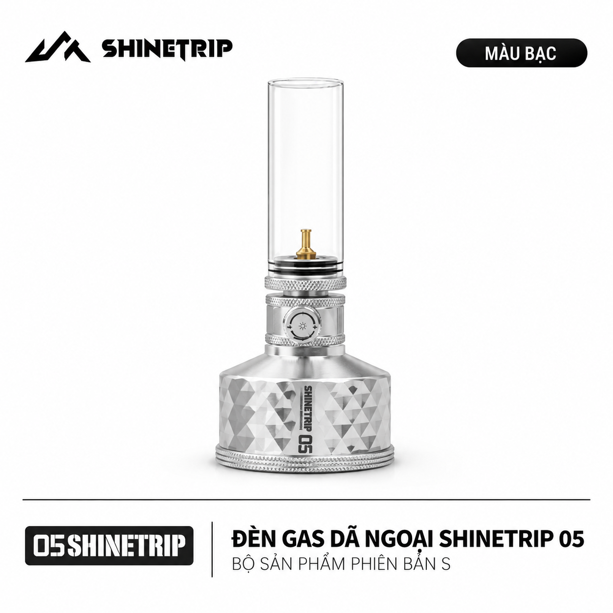 Đèn Gas Dã Ngoại ShineTrip #05 – Đèn Camping Tactical Ánh Lửa Ấm, 2 Kích Thước
