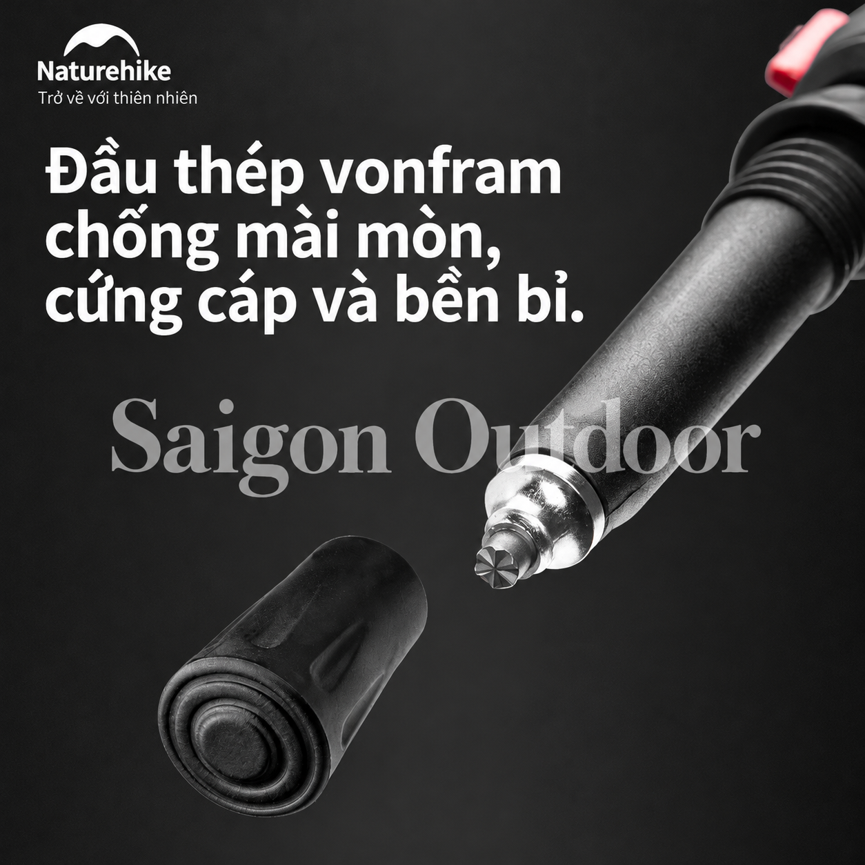 Gậy Trekking Naturehike 3 Khúc Carbon 3K – Siêu Nhẹ 193g, Điều Chỉnh Linh Hoạt NH20DS003