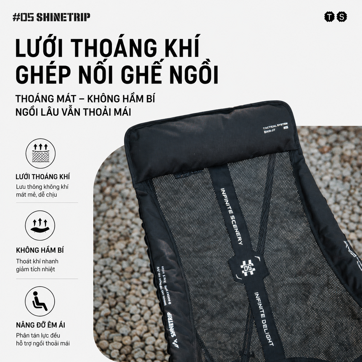 Ghế Camping Đung Đưa ShineTrip #05 – Ghế Thư Giãn Ngả Lưng, Khung Nhôm