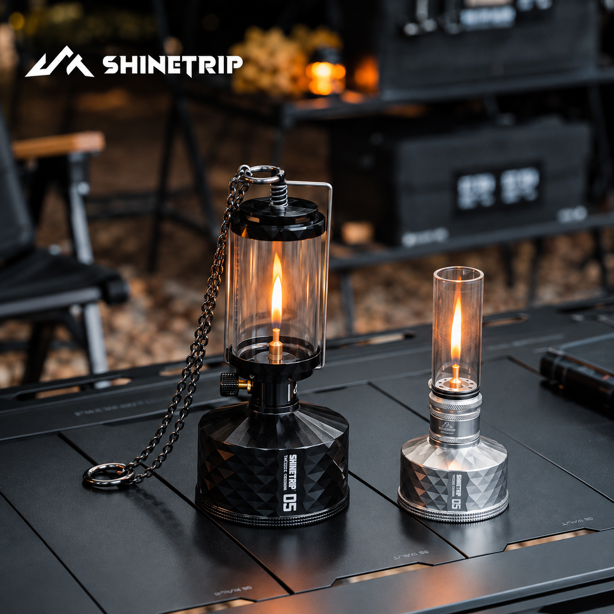 Đèn Gas Dã Ngoại ShineTrip #05 – Đèn Camping Tactical Ánh Lửa Ấm, 2 Kích Thước