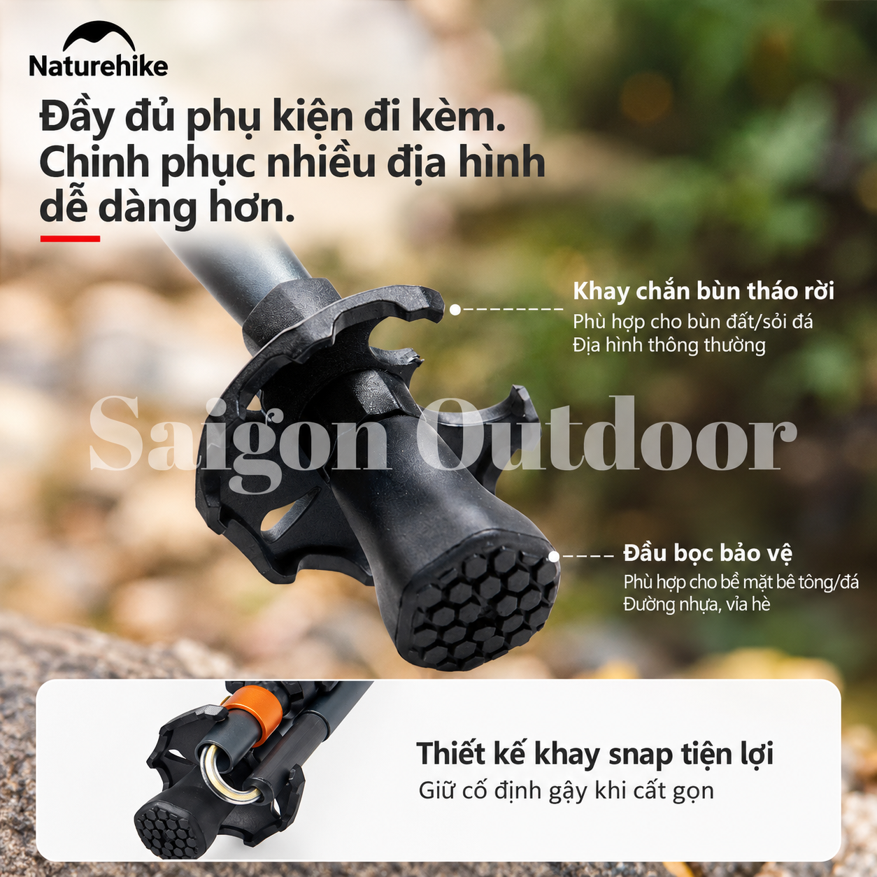 Gậy Trekking Naturehike Gale Trek – Gấp Gọn, Tay Cầm Công Thái Học, Hỗ Trợ Leo Núi & Hiking CNK2450DS013