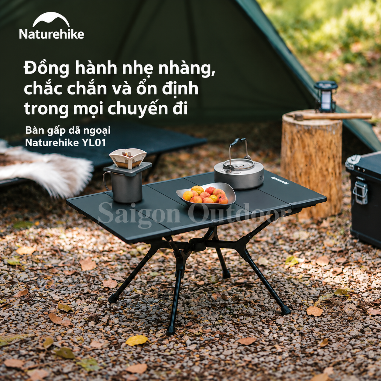 Bàn Gấp Dã Ngoại Naturehike YL01 – Hợp Kim Nhôm, Siêu Gọn Nhẹ, Khung Chữ X CNK2550JJ021