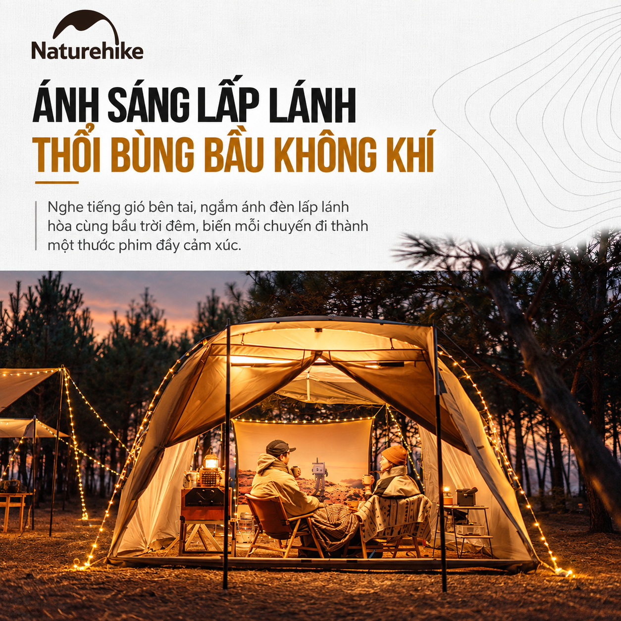 Đèn Dây Cắm Trại Naturehike 10M – 100 LED, 8 Chế Độ Sáng, Pin AAA, Chống Nước IP44 CNH22DQ019