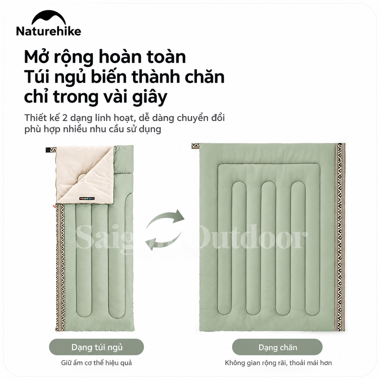 Túi Ngủ Dã Ngoại Naturehike L150 – Siêu Nhẹ, Chần Bông Êm Ái, Ấm Áp, Gấp Gọn NH20MSD05