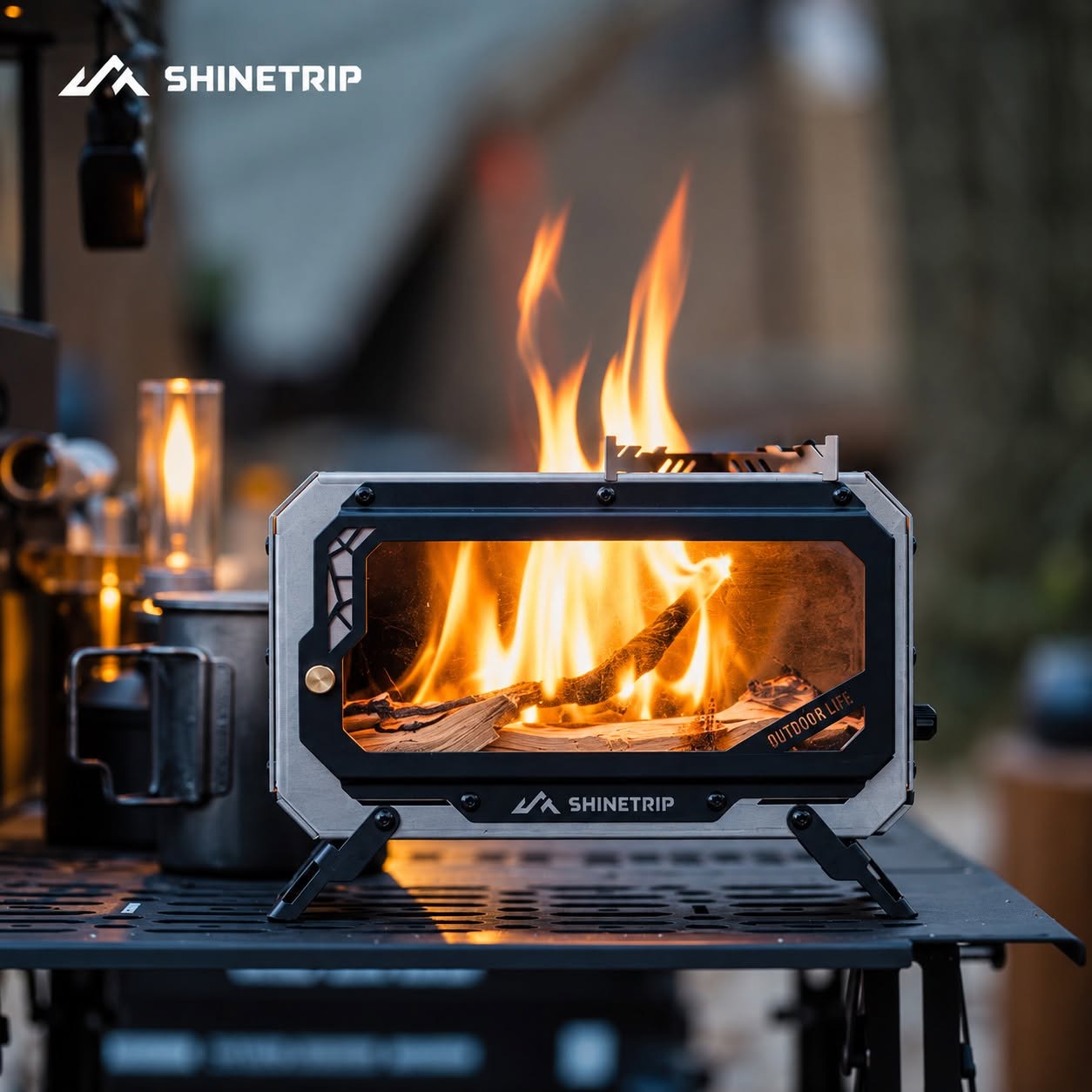 Bếp Lửa Dã Ngoại ShineTrip #05 Mini Fire Stove – Thép Không Gỉ 430, Kính Chịu Nhiệt 1200°C