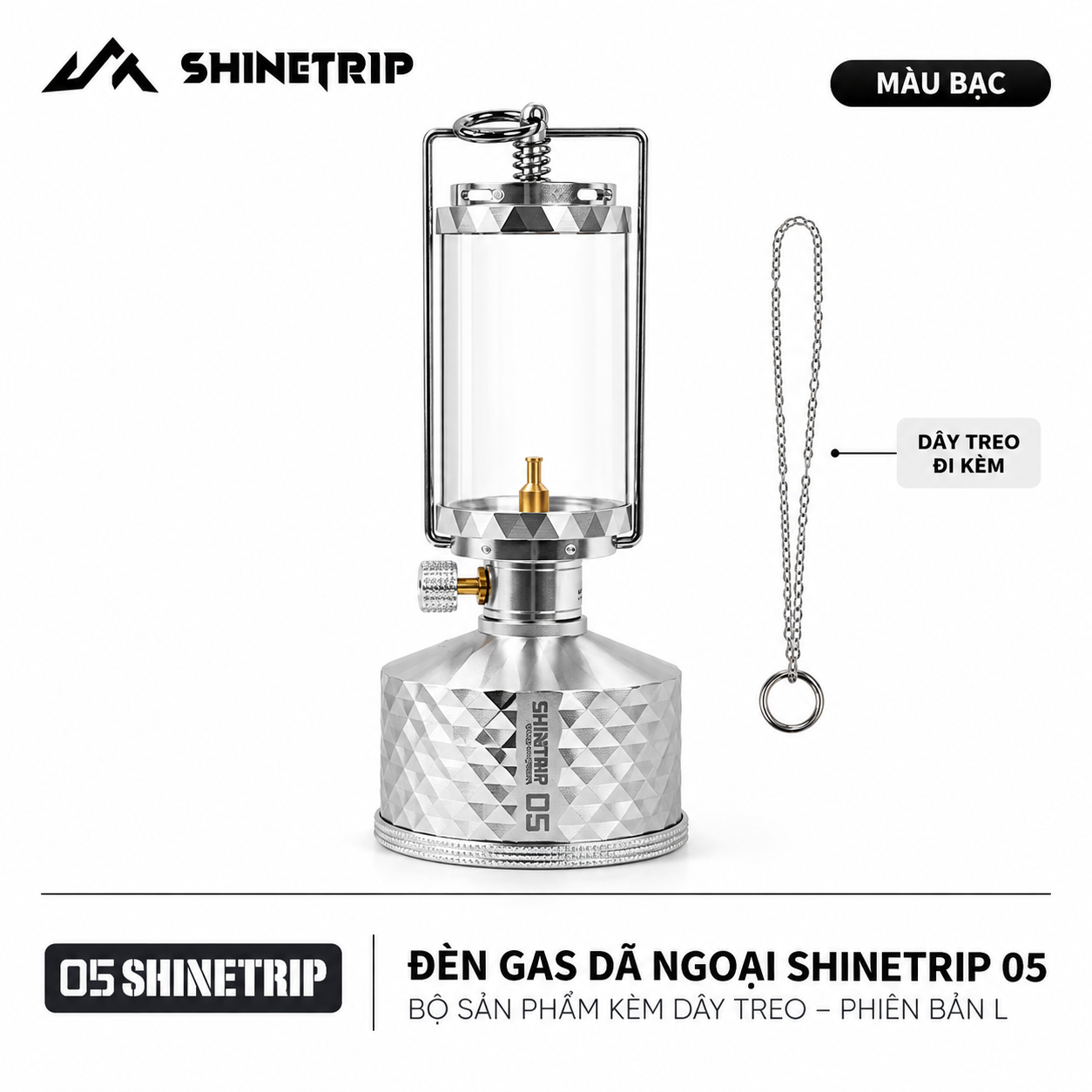 Đèn Gas Dã Ngoại ShineTrip #05 – Đèn Camping Tactical Ánh Lửa Ấm, 2 Kích Thước