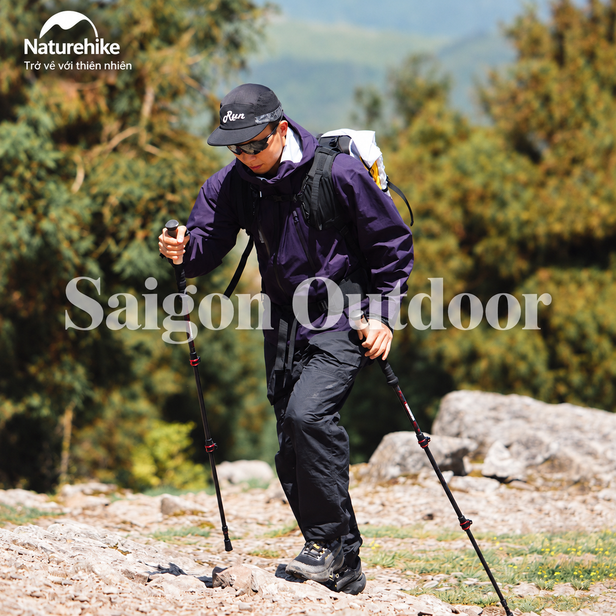 Gậy Trekking Naturehike 3 Khúc Carbon 3K – Siêu Nhẹ 193g, Điều Chỉnh Linh Hoạt NH20DS003