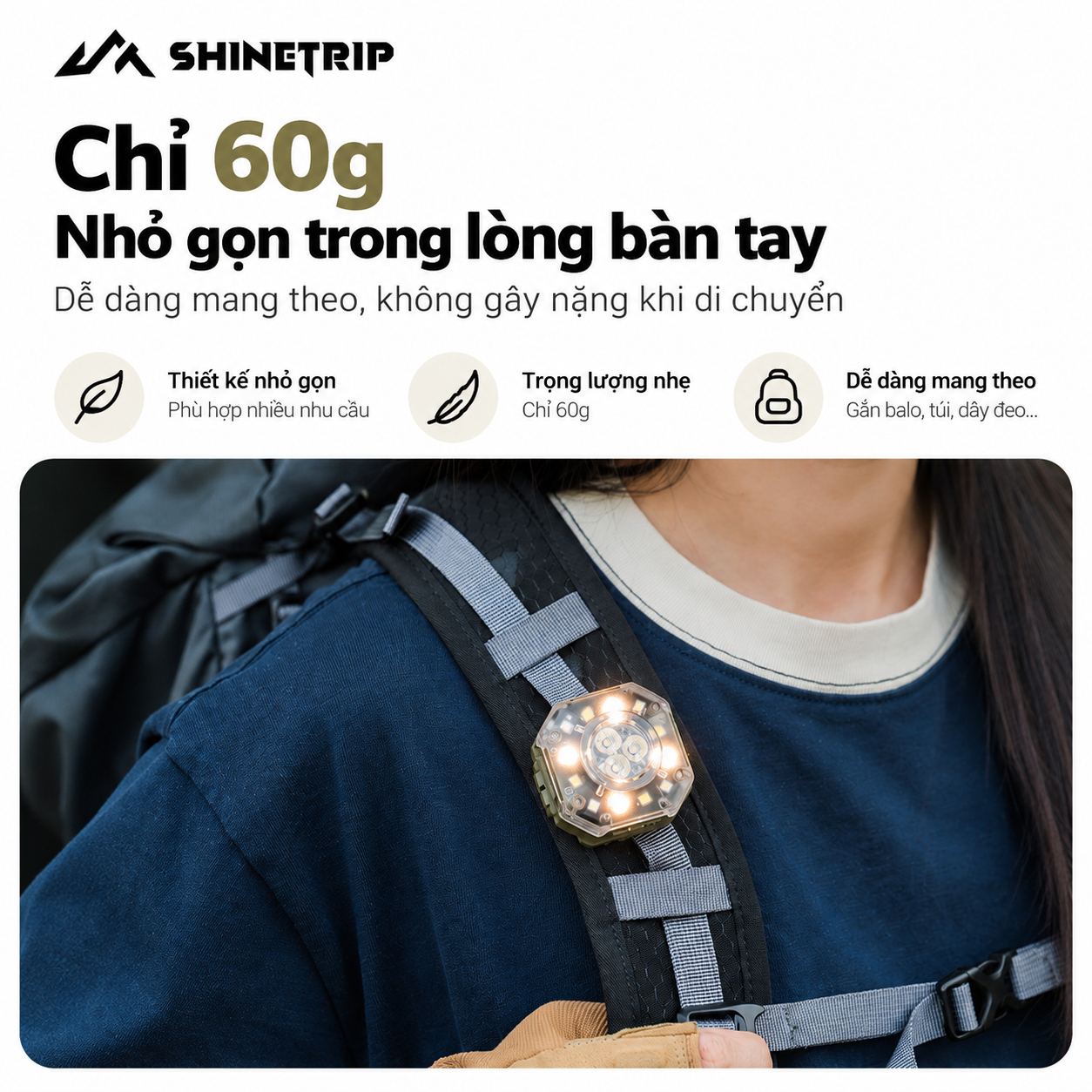 Đèn Camping Đa Năng ShineTrip #05 – 1000LM | Pin 1100mAh | 7 Chế Độ Sáng | Cảm Biến Vẫy Tay | Xoay 180°