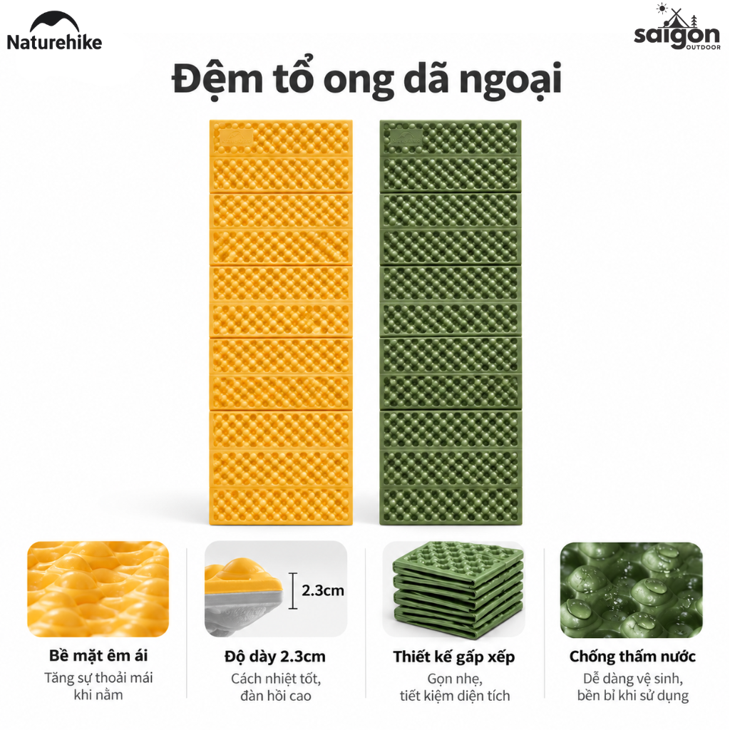Đệm Tổ Ong Naturehike IXPE Phủ Nhôm – Cách Nhiệt, Gấp Gọn, Siêu Nhẹ CNK2650WS010