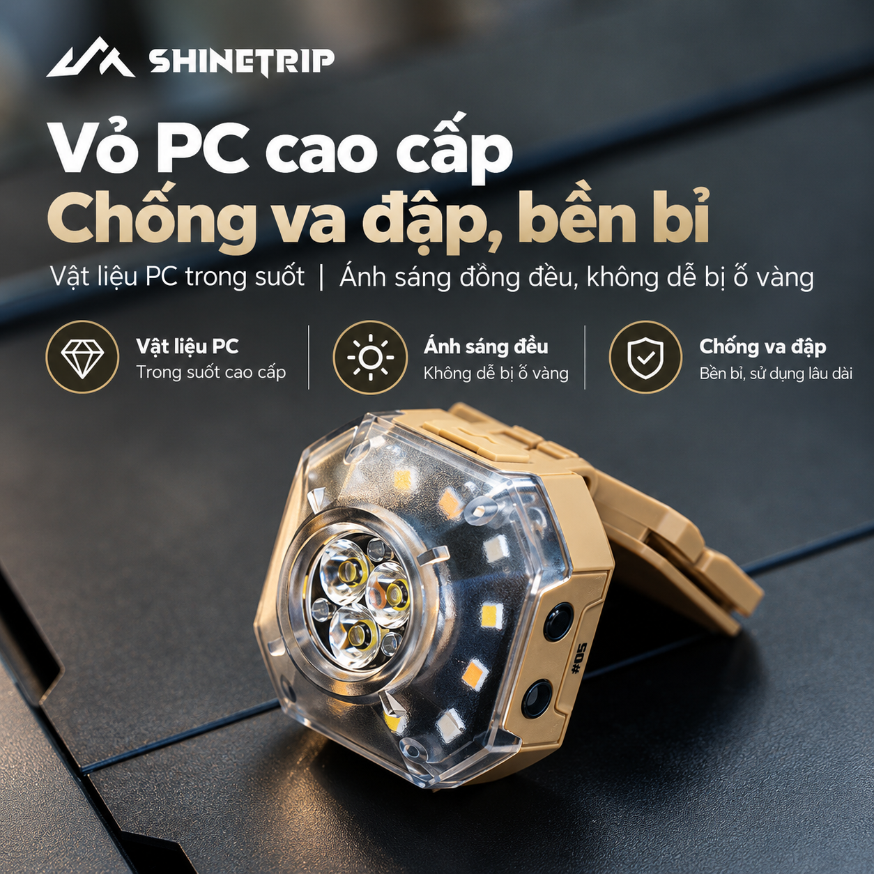 Đèn Camping Đa Năng ShineTrip #05 – 1000LM | Pin 1100mAh | 7 Chế Độ Sáng | Cảm Biến Vẫy Tay | Xoay 180°