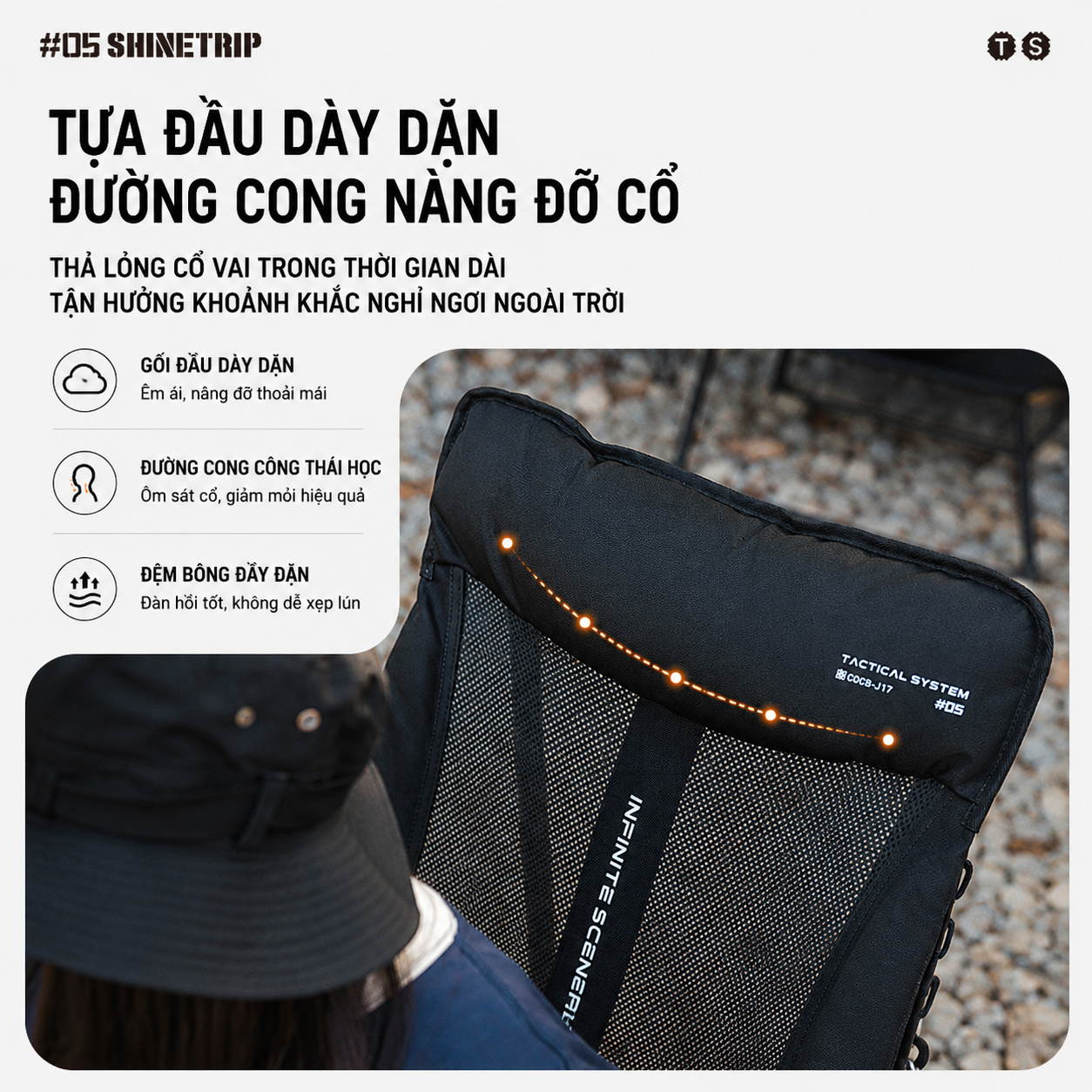 Ghế Camping Đung Đưa ShineTrip #05 – Ghế Thư Giãn Ngả Lưng, Khung Nhôm