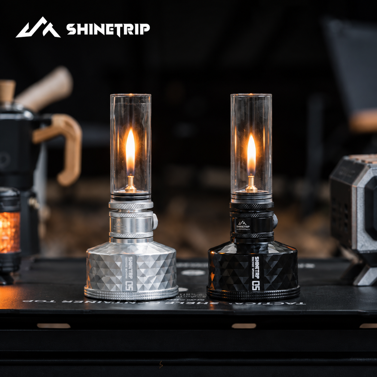 Đèn Gas Dã Ngoại ShineTrip #05 – Đèn Camping Tactical Ánh Lửa Ấm, 2 Kích Thước