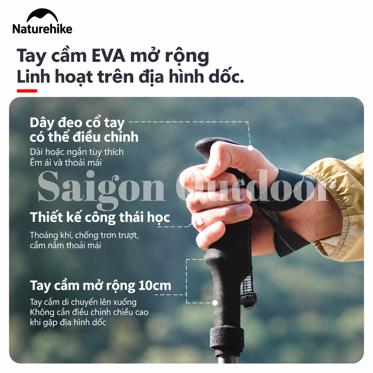 Gậy Trekking Naturehike Gale Trek – Gấp Gọn, Tay Cầm Công Thái Học, Hỗ Trợ Leo Núi & Hiking CNK2450DS013
