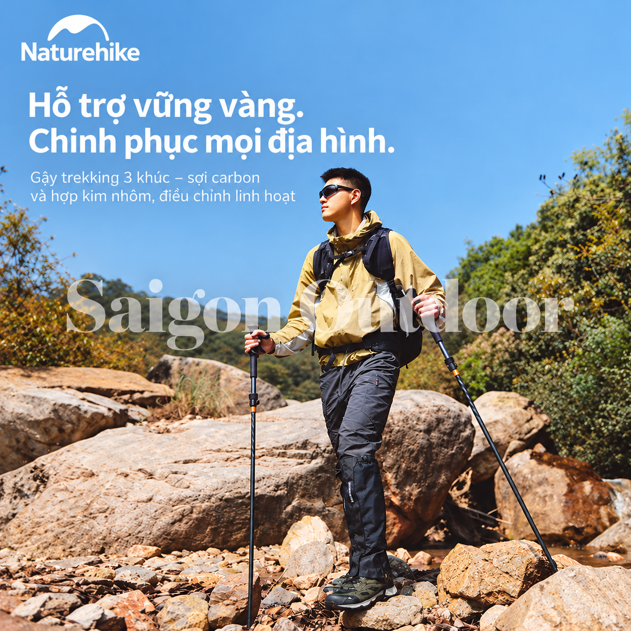 Gậy Trekking Naturehike Gale Trek – Gấp Gọn, Tay Cầm Công Thái Học, Hỗ Trợ Leo Núi & Hiking CNK2450DS013