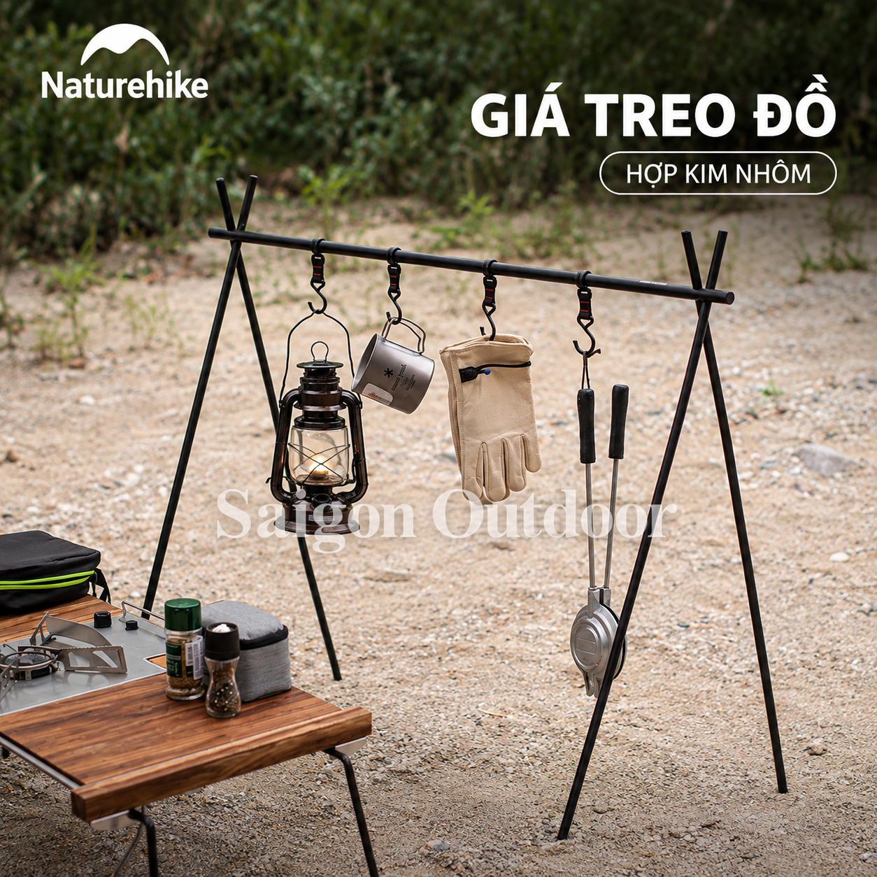 Giá Treo Đồ Dã Ngoại Naturehike Khung Chữ A – Kệ Treo Dụng Cụ Camping, Nấu Nướng BBQ NH19PJ082