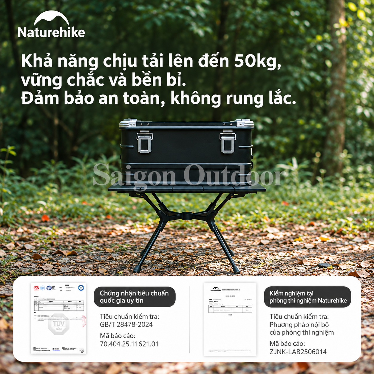 Bàn Gấp Dã Ngoại Naturehike YL01 – Hợp Kim Nhôm, Siêu Gọn Nhẹ, Khung Chữ X CNK2550JJ021