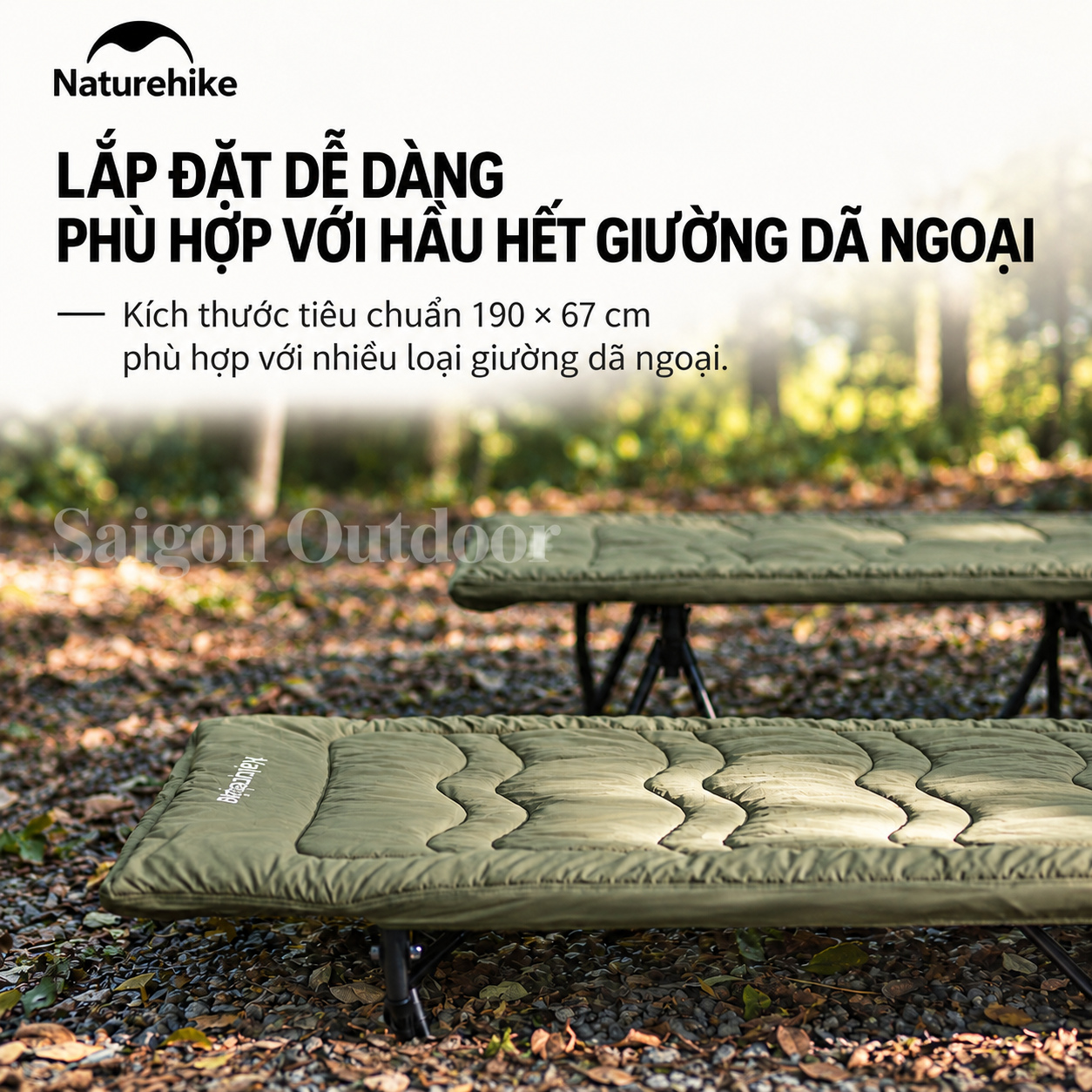 Đệm Ngủ Giường Xếp Dã Ngoại Naturehike – Chần Bông Êm Ái, Giữ Ấm, Gấp Gọn CNK2300DZ022