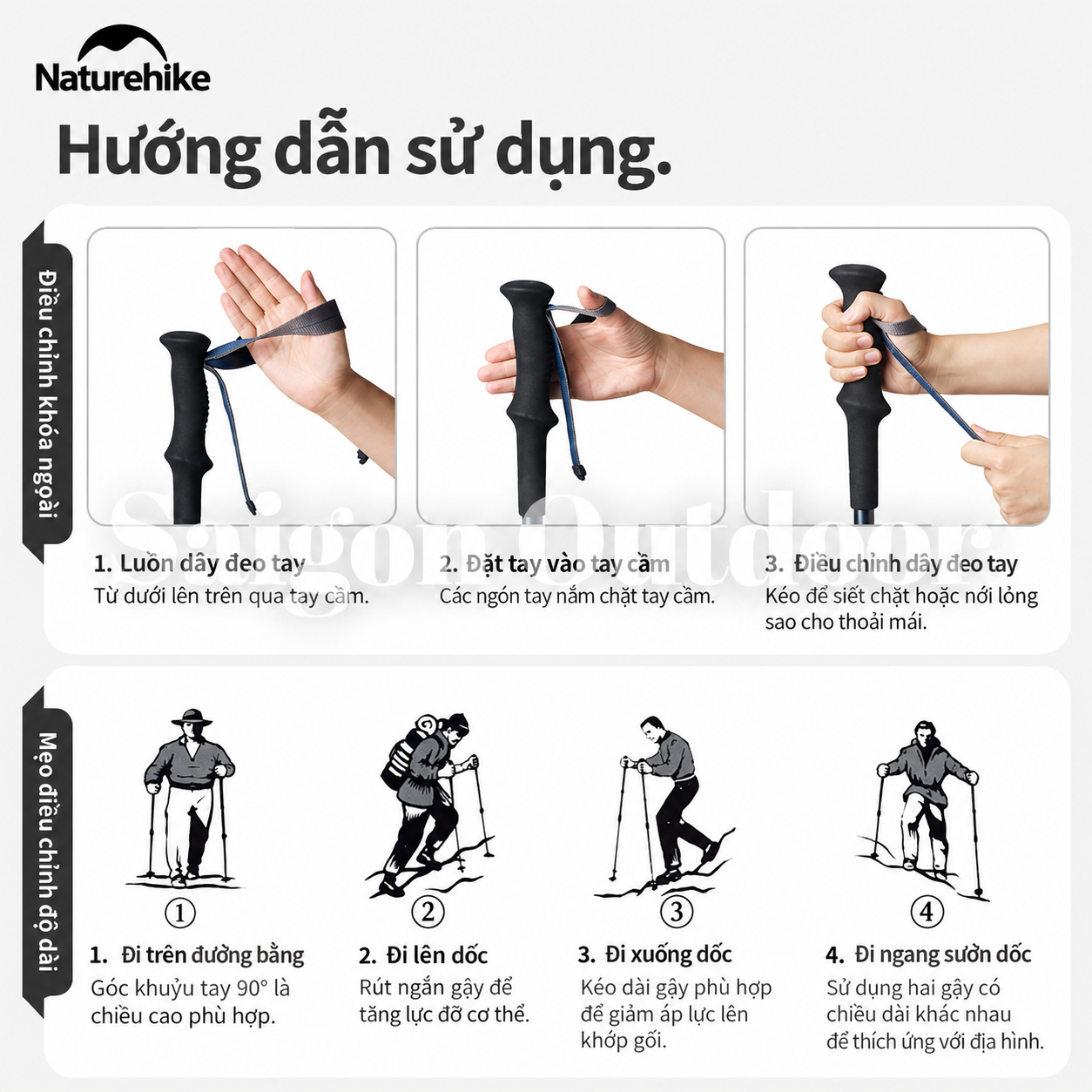 Gậy Trekking Naturehike Gale Trek – Gấp Gọn, Tay Cầm Công Thái Học, Hỗ Trợ Leo Núi & Hiking CNK2450DS013