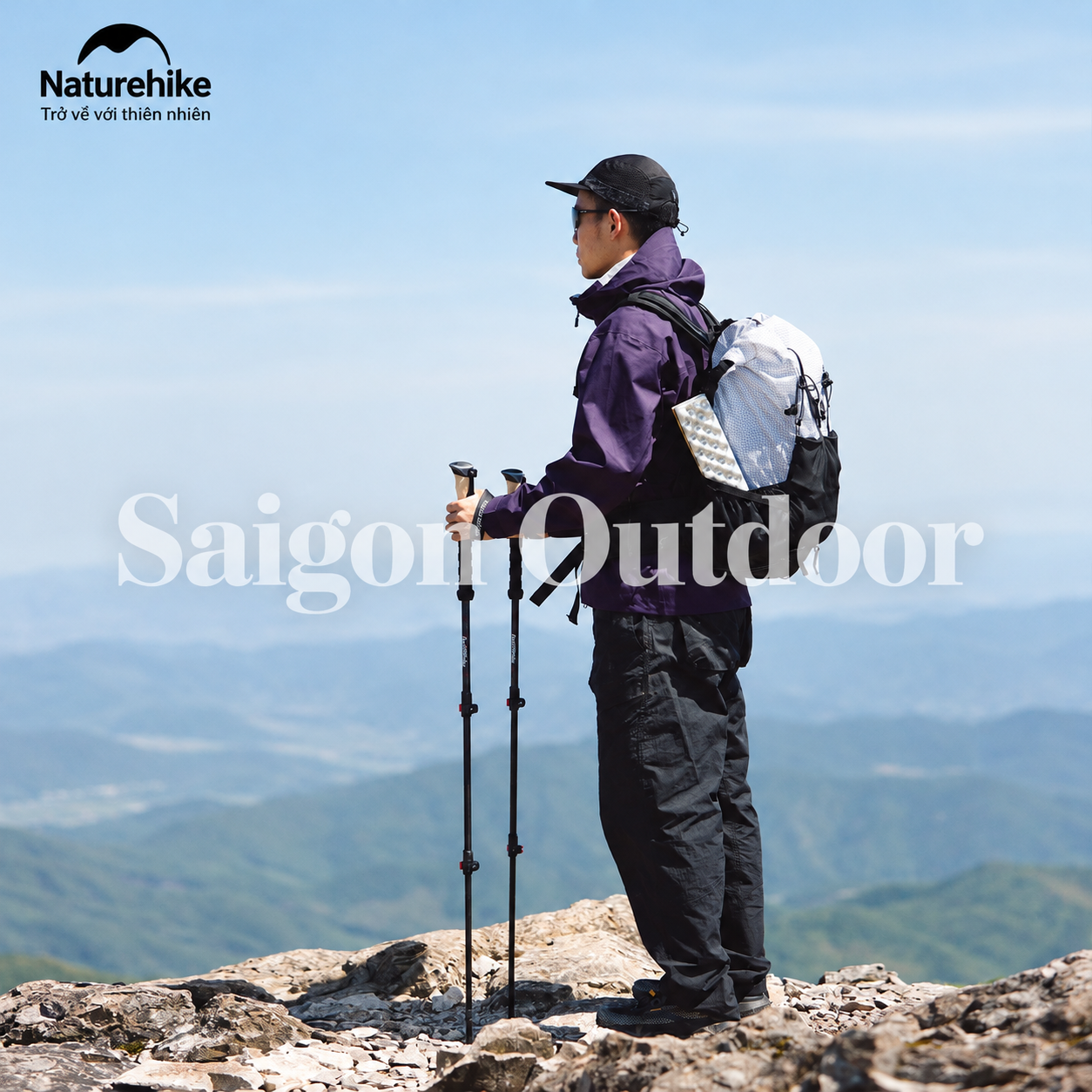 Gậy Trekking Naturehike 3 Khúc Carbon 3K – Siêu Nhẹ 193g, Điều Chỉnh Linh Hoạt NH20DS003