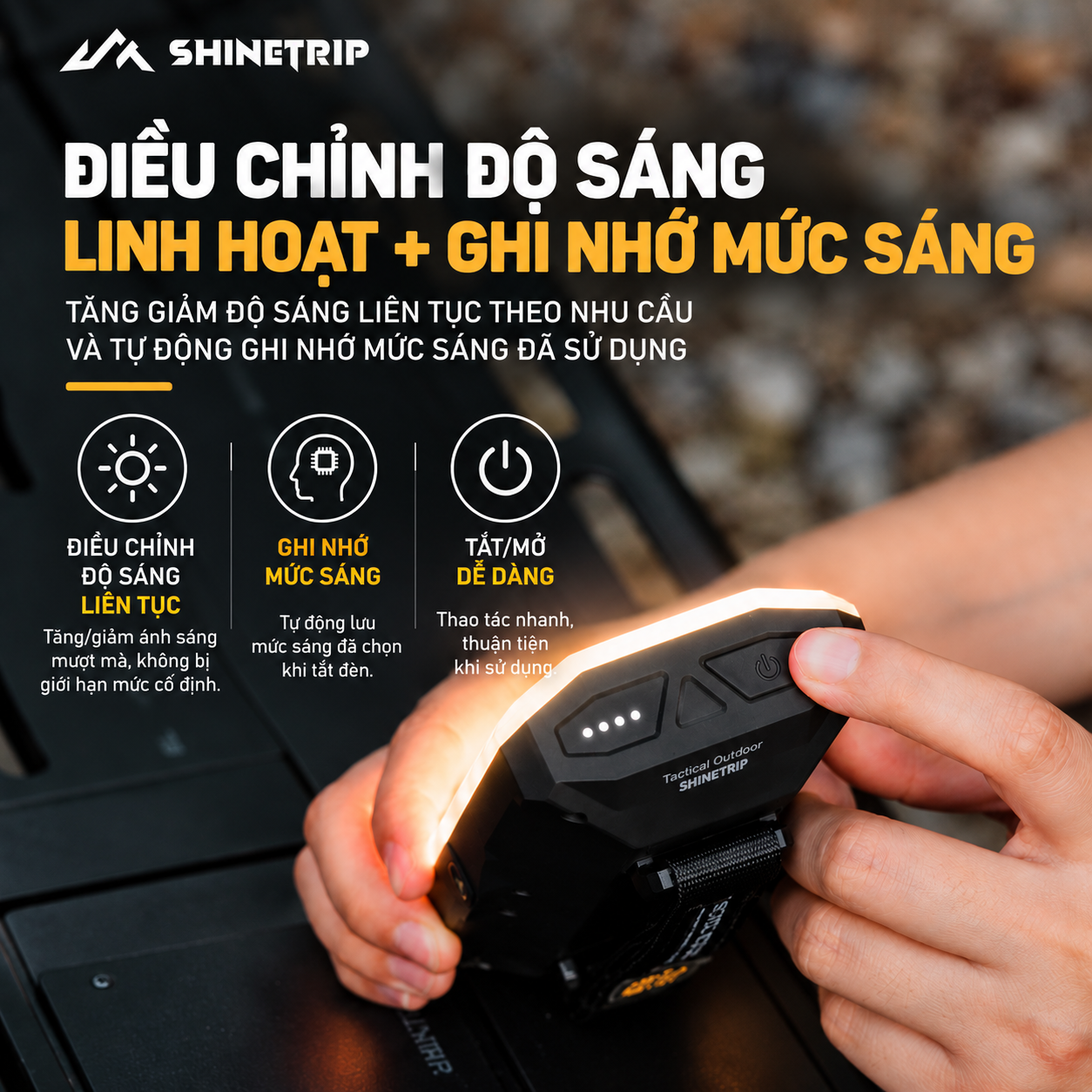 Đèn Camping ShineTrip 20.000mAh | 2200LM | 7 Chế Độ Sáng | Type-C | IPX4