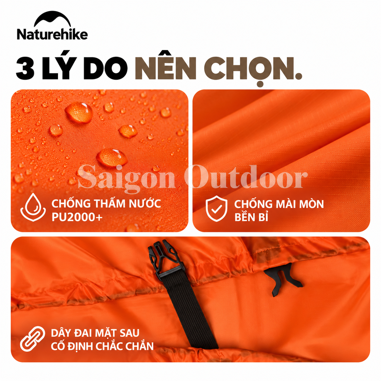 Áo Mưa Bọc Balo Naturehike PU2000 – Chống Nước, Gấp Gọn, Dành Cho Balo 20–75L NH15Y001-Z