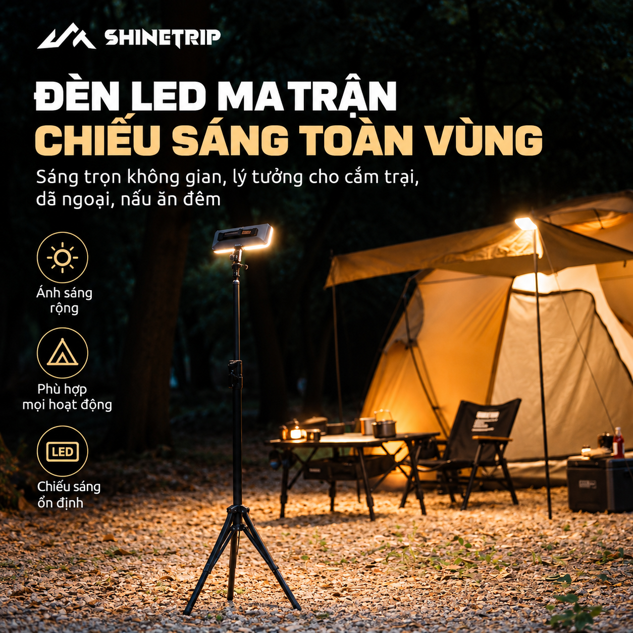 Đèn Camping ShineTrip 20.000mAh | 2200LM | 7 Chế Độ Sáng | Type-C | IPX4